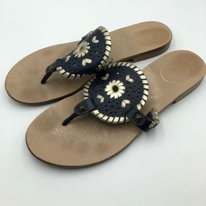 Jack Rogers Georgica Sandals 7M Black/Silver